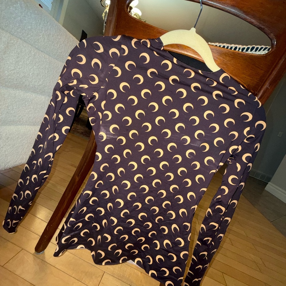 Marine Serre Brown Moon Pattern Long Sleeve Top
